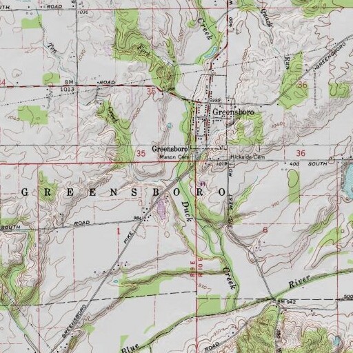 USGS 24K topo map of Ten Creek, IN