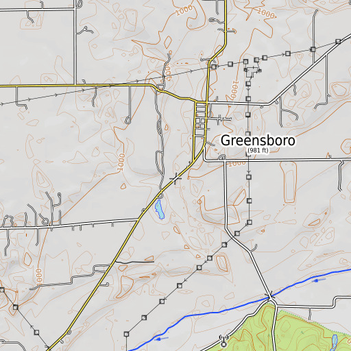 OpenTopoMap map of Ten Creek, IN