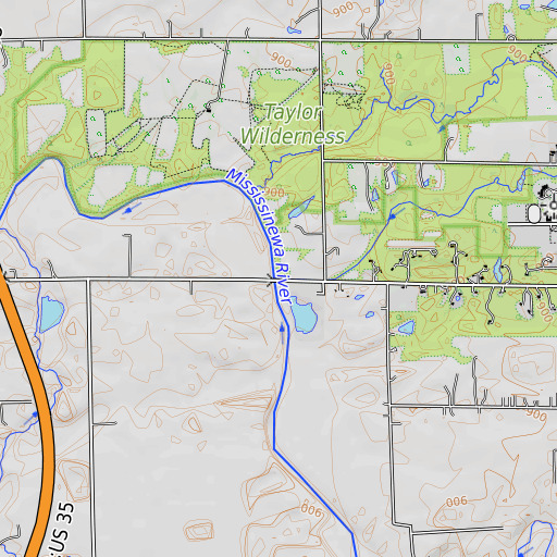 OpenTopoMap map of Upland Drain, IN