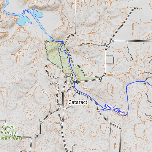 OpenTopoMap map of Upper Cataract Falls, IN