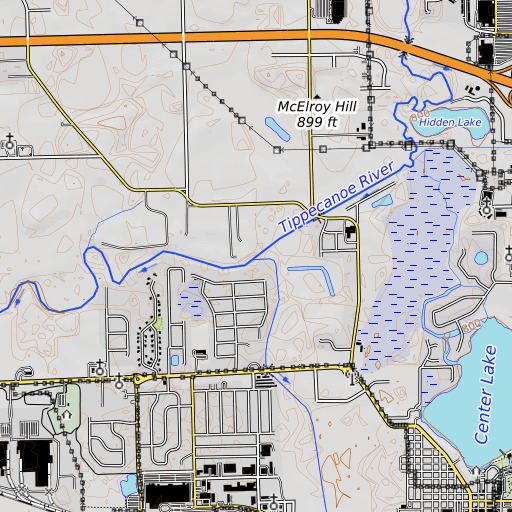OpenTopoMap map of Walnut Creek, IN