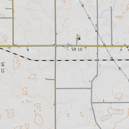 OpenTopoMap map of Warner Ditch, IN