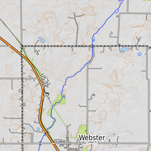 OpenTopoMap map of Web Creek, IN
