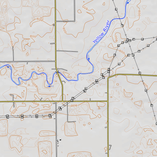 OpenTopoMap map of Wolf Creek, IN