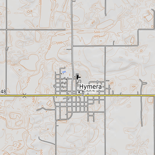 OpenTopoMap map of Hymera Elementary School, IN