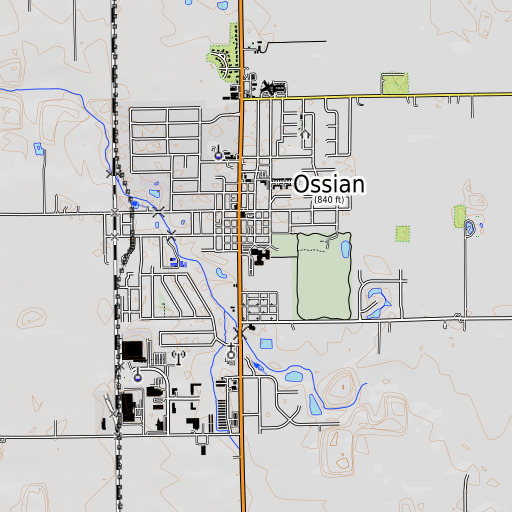 OpenTopoMap map of Ossian Elementary School, IN