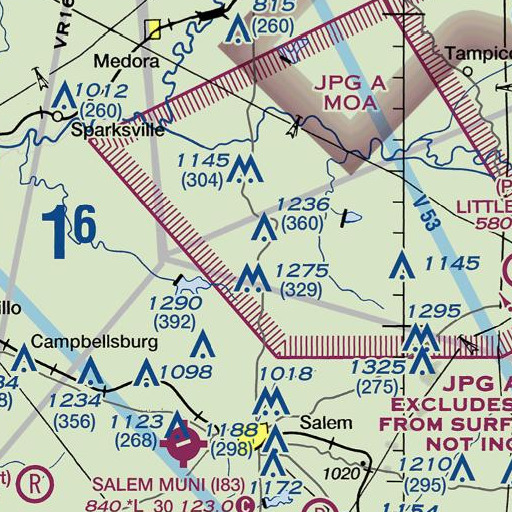 FAA VFR chart of Walnut Ridge, IN