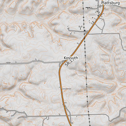 OpenTopoMap map of Walnut Ridge, IN