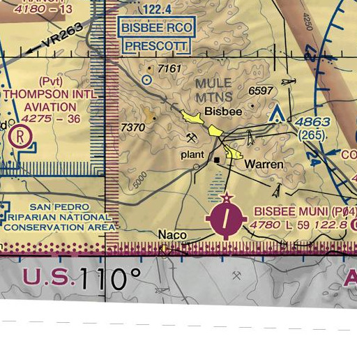 FAA VFR chart of Bisbee Post Office, AZ