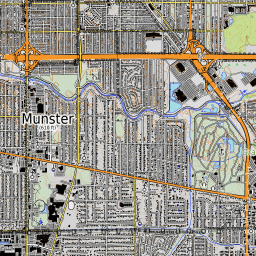 OpenTopoMap map of Beech Park, IN