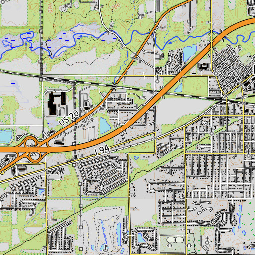 OpenTopoMap map of Peterson Ditch, IN