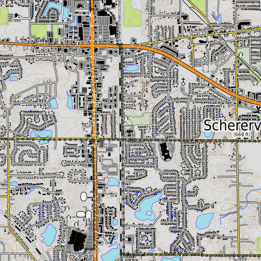 OpenTopoMap map of Saint George School, IN