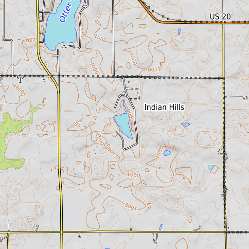 OpenTopoMap map of Lake Arrowhead, IN