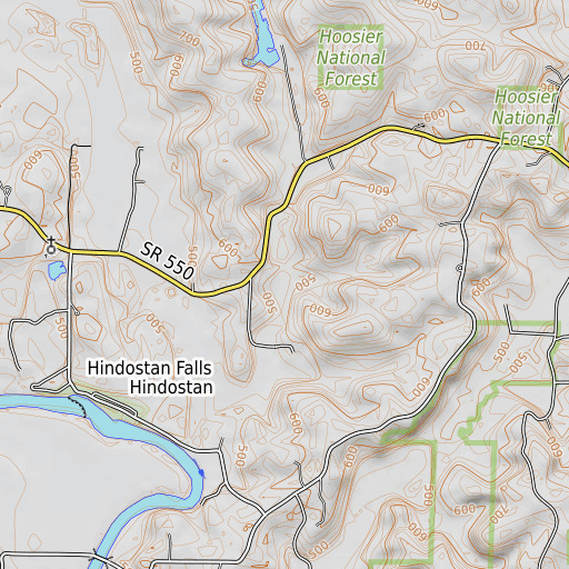 OpenTopoMap map of American Run, IN