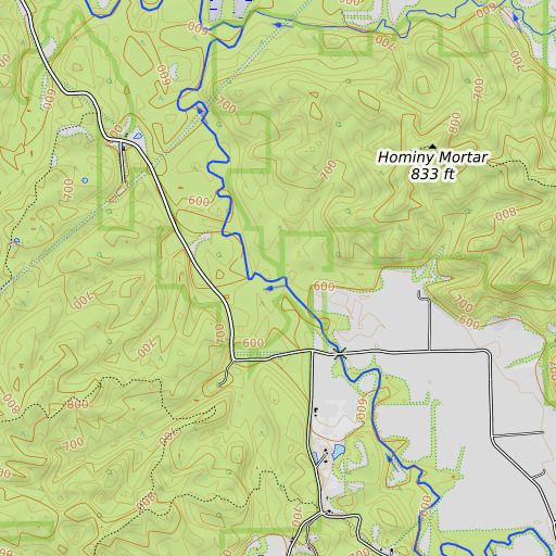 OpenTopoMap map of Callahan Branch, IN