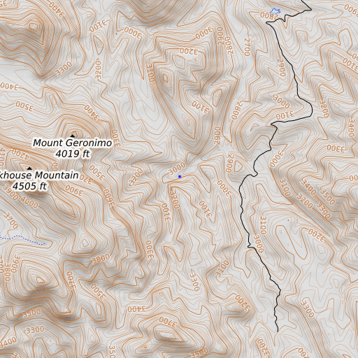 OpenTopoMap map of Evans Spring, AZ