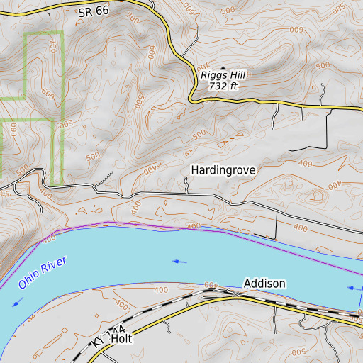 OpenTopoMap map of Hardingrove, IN