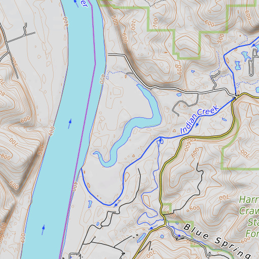OpenTopoMap map of Overflow Pond, IN