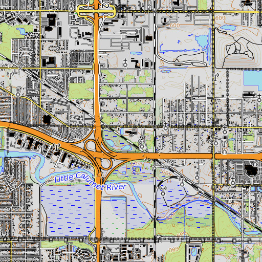 OpenTopoMap map of Grissom Elementary School, IN