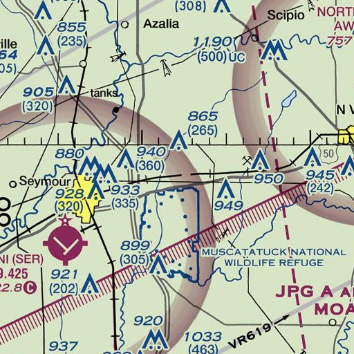 FAA VFR chart of Conologue Post Office, IN