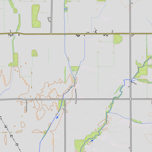 OpenTopoMap map of Glidden Ditch, IN