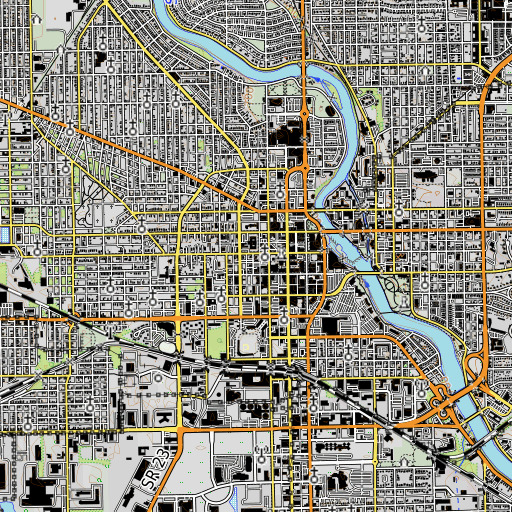 OpenTopoMap map of Central High School, IN