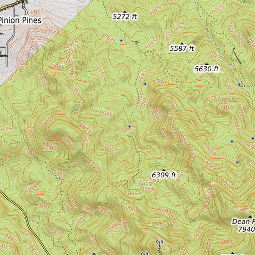 OpenTopoMap map of Falls Spring, AZ