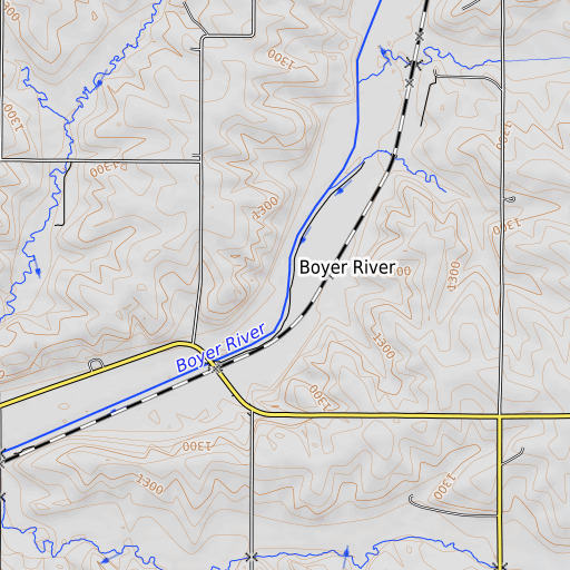 OpenTopoMap map of Boyer River, IA