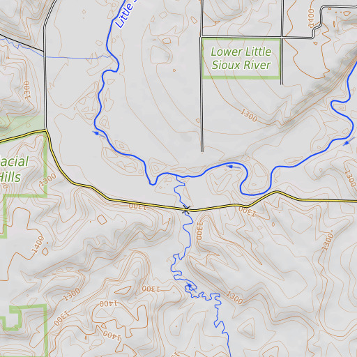 OpenTopoMap map of Brooke Creek, IA