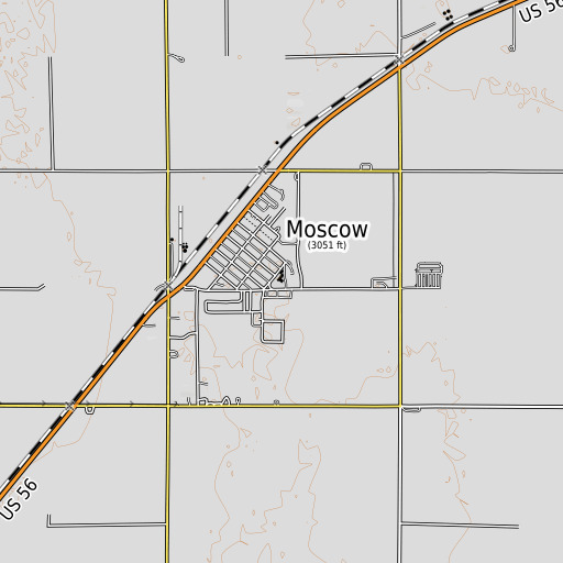 OpenTopoMap map of Moscow Elementary School, KS