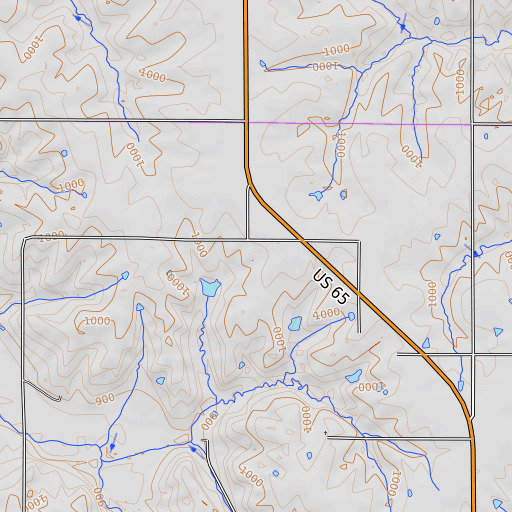 OpenTopoMap map of Center School, IA