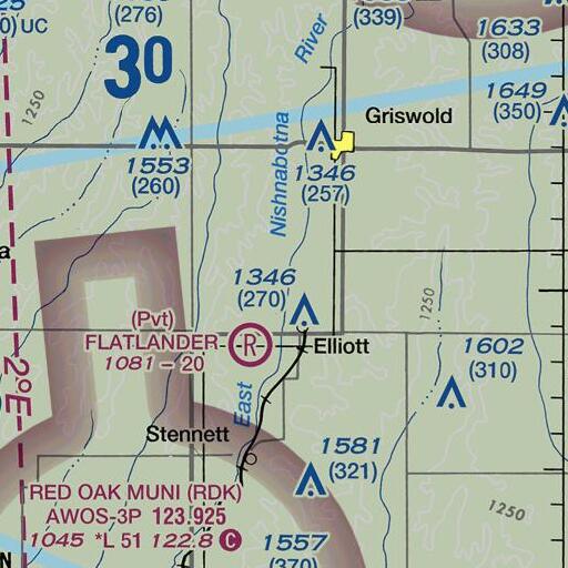 FAA VFR chart of Clarks Branch, IA
