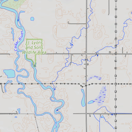 OpenTopoMap map of Dry Run, IA