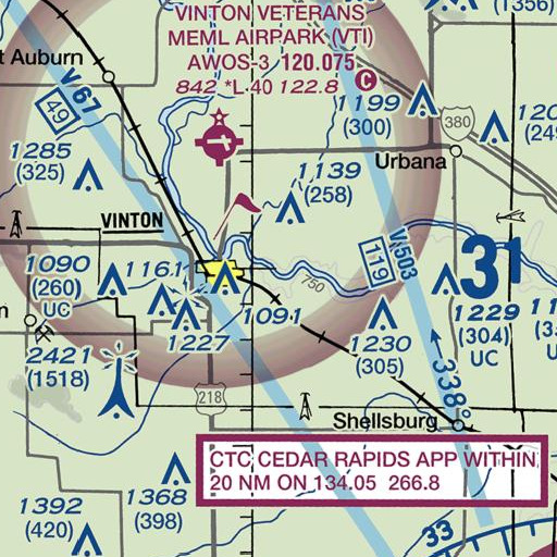 FAA VFR chart of East Bluff, IA