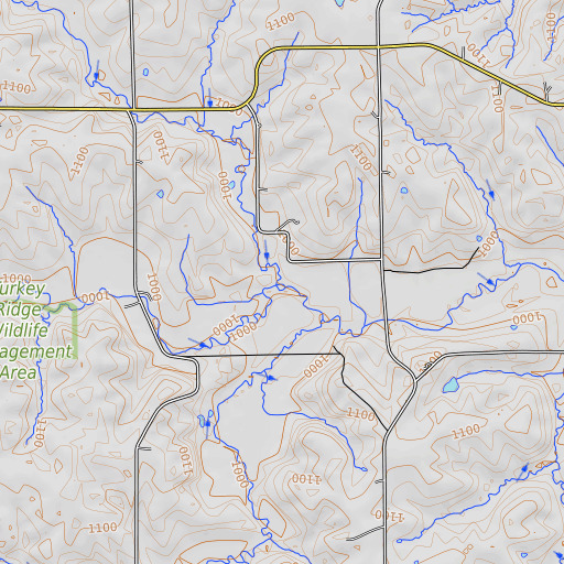 OpenTopoMap map of Hoosier Creek, IA