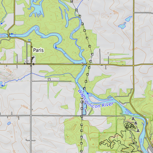 OpenTopoMap map of Justins Creek, IA