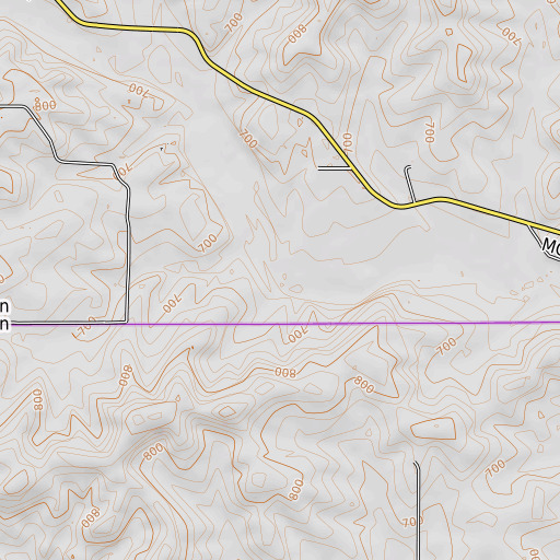 OpenTopoMap map of Anthony Branch, MO