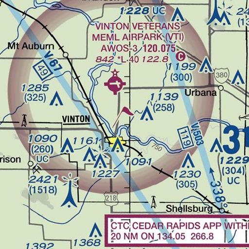 FAA VFR chart of Milroy Access Area, IA