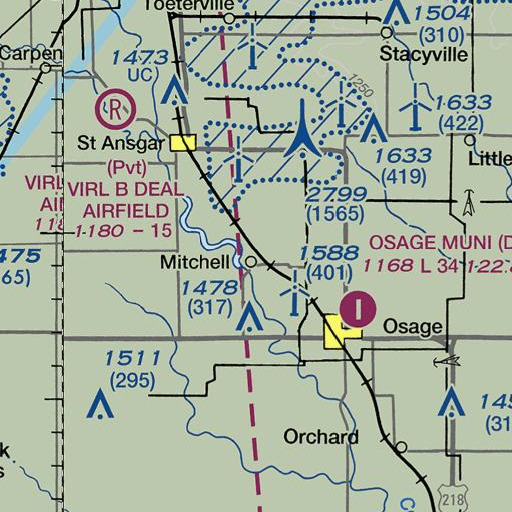 FAA VFR chart of Mitchell, IA