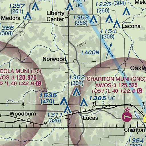 FAA VFR chart of Mouse Creek, IA