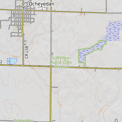 OpenTopoMap map of Ocheyedan Mound, IA