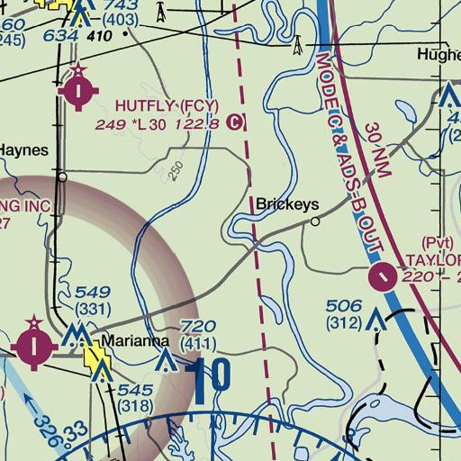 FAA VFR chart of Ball Point, AR