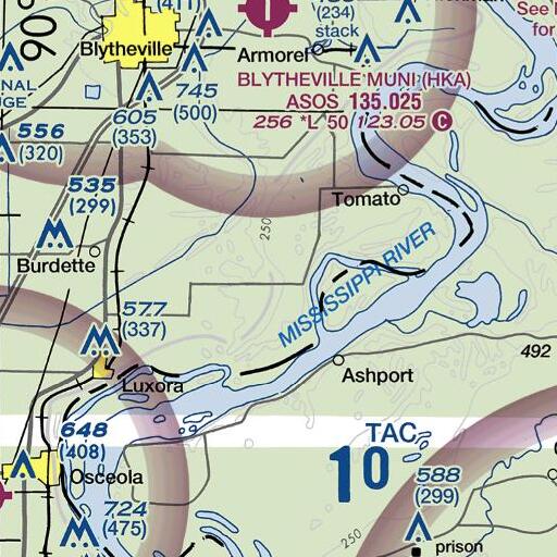FAA VFR chart of Bear Bayou, AR