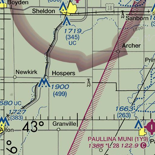 FAA VFR chart of Stofferan Creek, IA