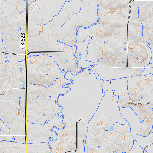 OpenTopoMap map of Barker Creek, IA