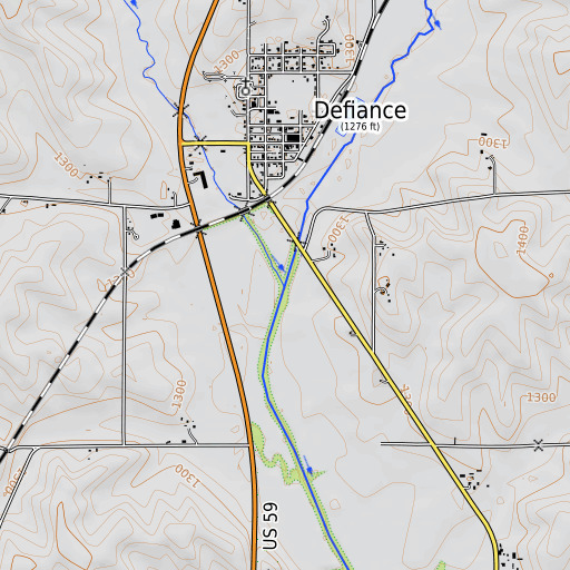 OpenTopoMap map of Willow Creek, IA