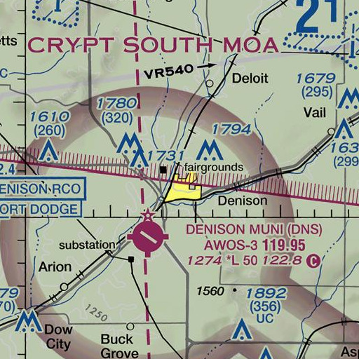FAA VFR chart of Denison High School, IA