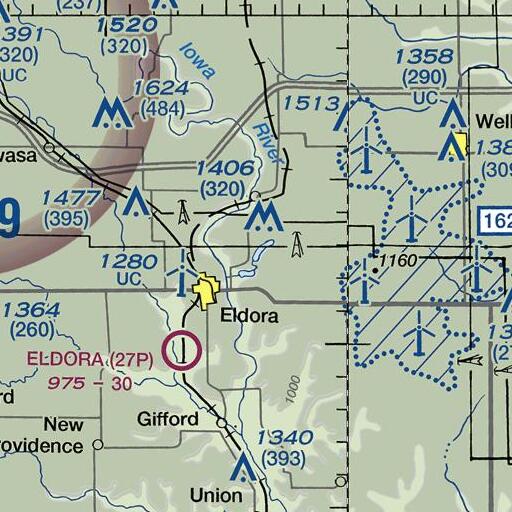 FAA VFR chart of Upper Pine Lake, IA