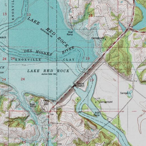 USGS 24K topo map of Red Rock Dam, IA
