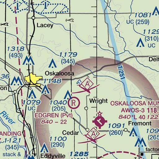 FAA VFR chart of Keomah Dam, IA